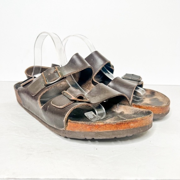 Birkenstock Milano Oiled Leather Habana Sandals Size 43 10 Women’s - Picture 1 of 6
